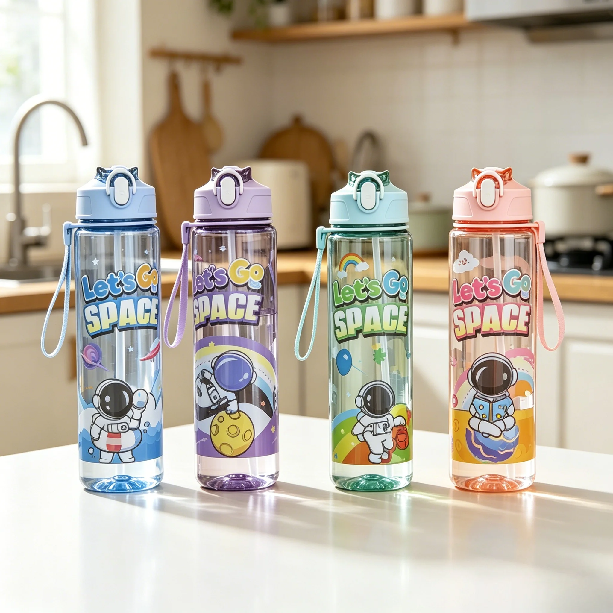 750ML Cute Cartoon Spaceman Water Bottle, Leakproof Bounce Lid & Carry Strap, Portable Cup for Outdoor School Travel
750ML Cute Cartoon Spaceman Water Bottle, Leakproof Bounce Lid & Carry Strap, Portable Cup for Outdoor School Travel