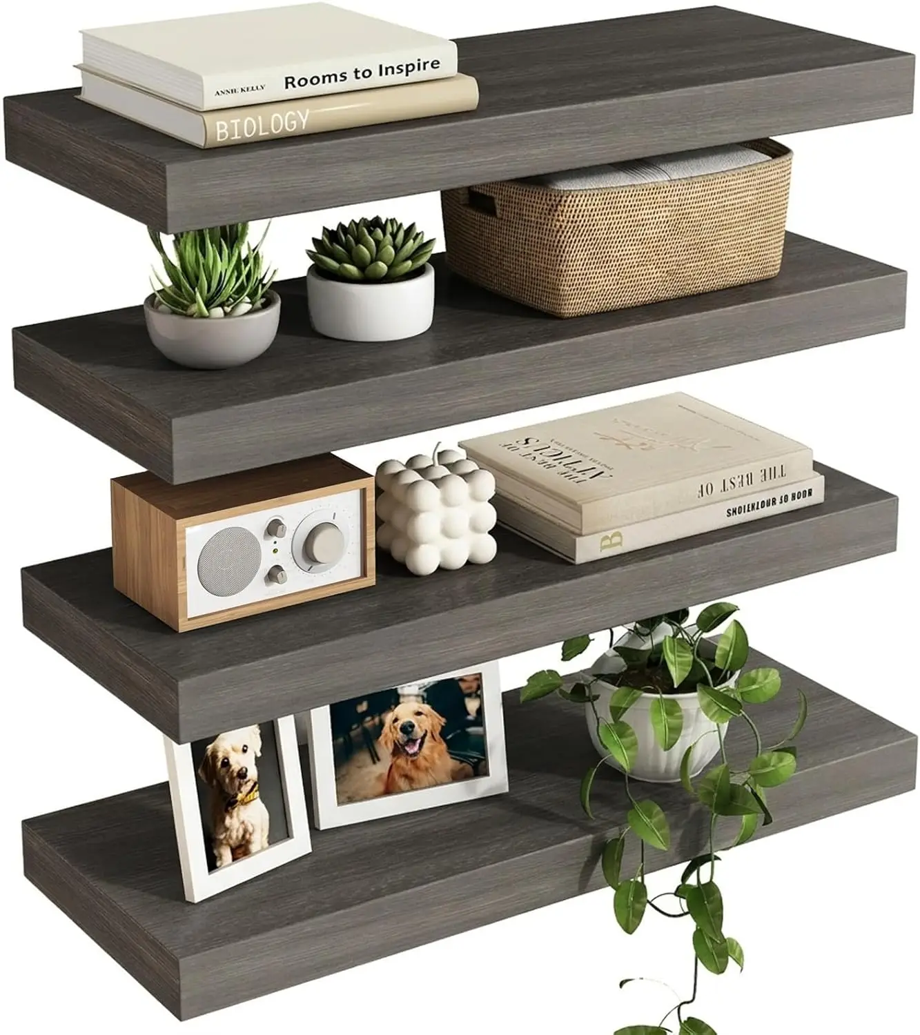 15.8in Floating Shelves, Rustic Wood Finish Wall Shelves Set of 4, Shelves for Wall Decor, with Invisible Brackets for
15.8in Floating Shelves, Rustic Wood Finish Wall Shelves Set of 4, Shelves for Wall Decor, with Invisible Brackets for