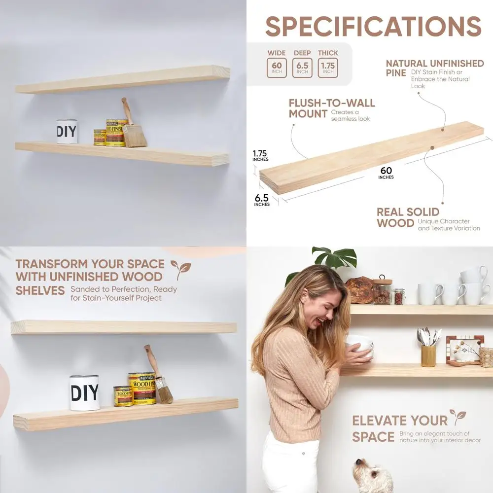 60-дюймовая настенная полка из натурального массива дерева, длинная незаконченная деревянная полка для демонстрации
60-дюймовая настенная полка из натурального массива дерева, длинная незаконченная деревянная полка для демонстрации