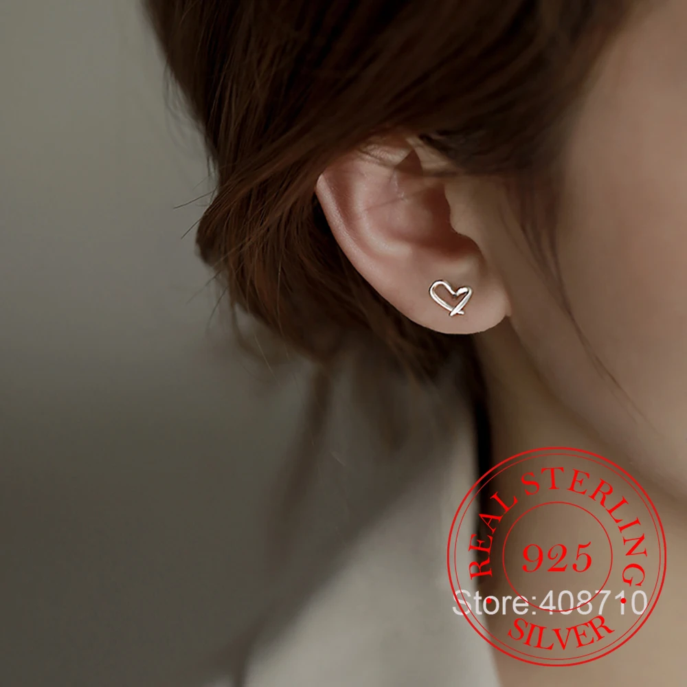 Real Money 925 Sterling Silver Cute Heart Stud Earrings For Woman Piercing Jewelry Aretes De Mujer Party Gift
Real Money 925 Sterling Silver Cute Heart Stud Earrings For Woman Piercing Jewelry Aretes De Mujer Party Gift