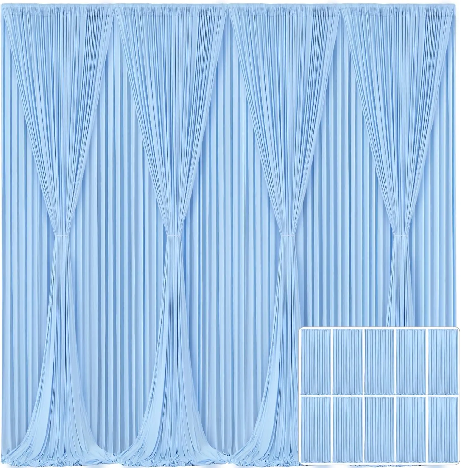 10 Panels-5ft x 10ft Wrinkle Free Baby Blue Backdrop Curtain for Parties, Polyester Blue Photo Backdrop Drapes for Wedding Party
10 Panels-5ft x 10ft Wrinkle Free Baby Blue Backdrop Curtain for Parties, Polyester Blue Photo Backdrop Drapes for Wedding Party