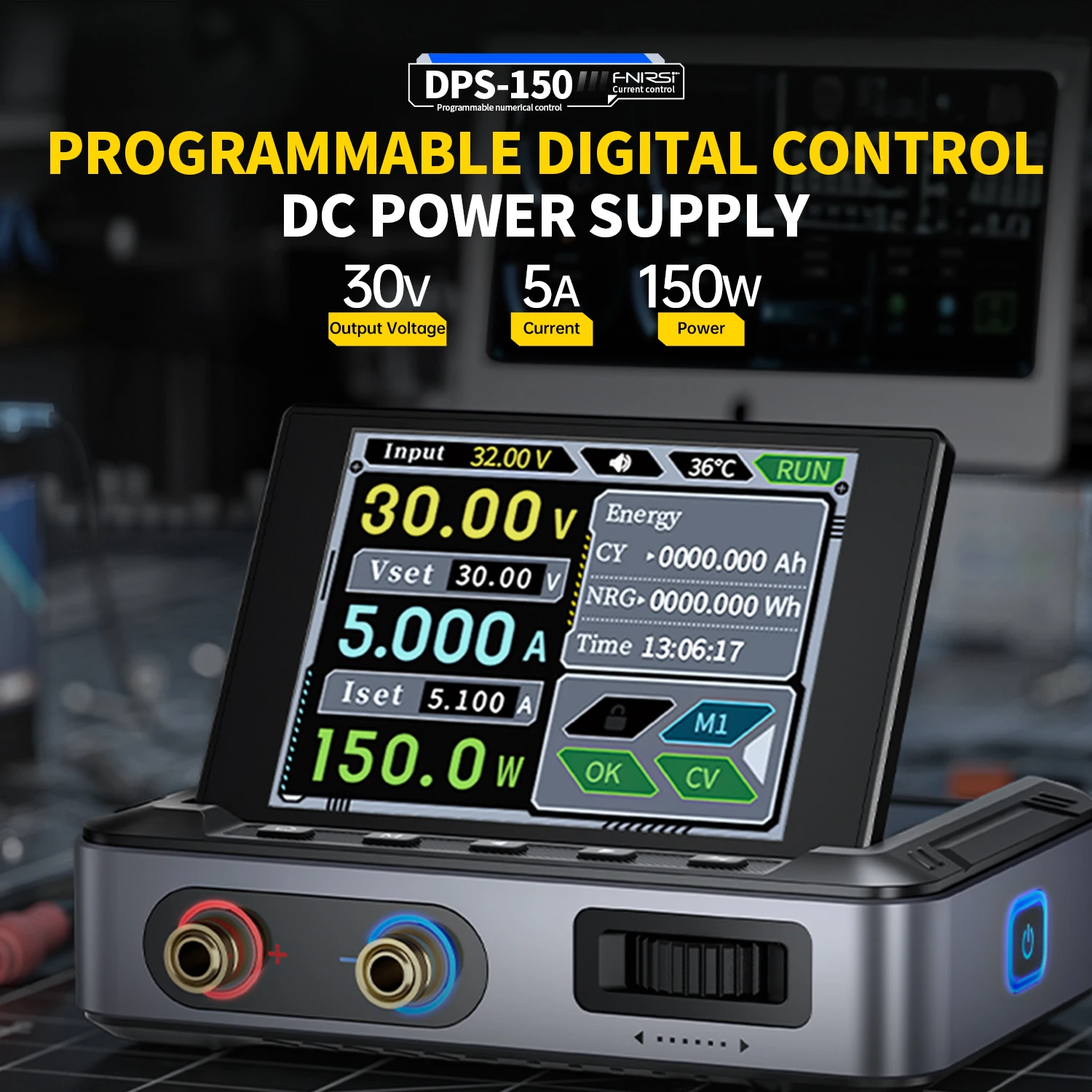 FNIRSI 30V 5A Adjustable Voltage Regulated Programmable CNC DC Power Supply Laboratory Bench Switching Power Supply DPS-150
FNIRSI 30V 5A Adjustable Voltage Regulated Programmable CNC DC Power Supply Laboratory Bench Switching Power Supply DPS-150