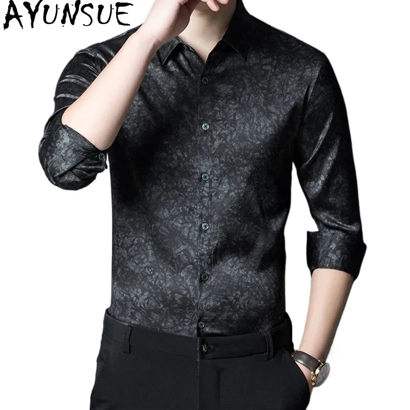 AYUNSUE 90.8%Mulberry Silk Shirt Men Clothing Spring Autumn Male Social Shirt Non-iron Luxury Long Sleeve Black Print Coat Trend
AYUNSUE 90.8%Mulberry Silk Shirt Men Clothing Spring Autumn Male Social Shirt Non-iron Luxury Long Sleeve Black Print Coat Trend