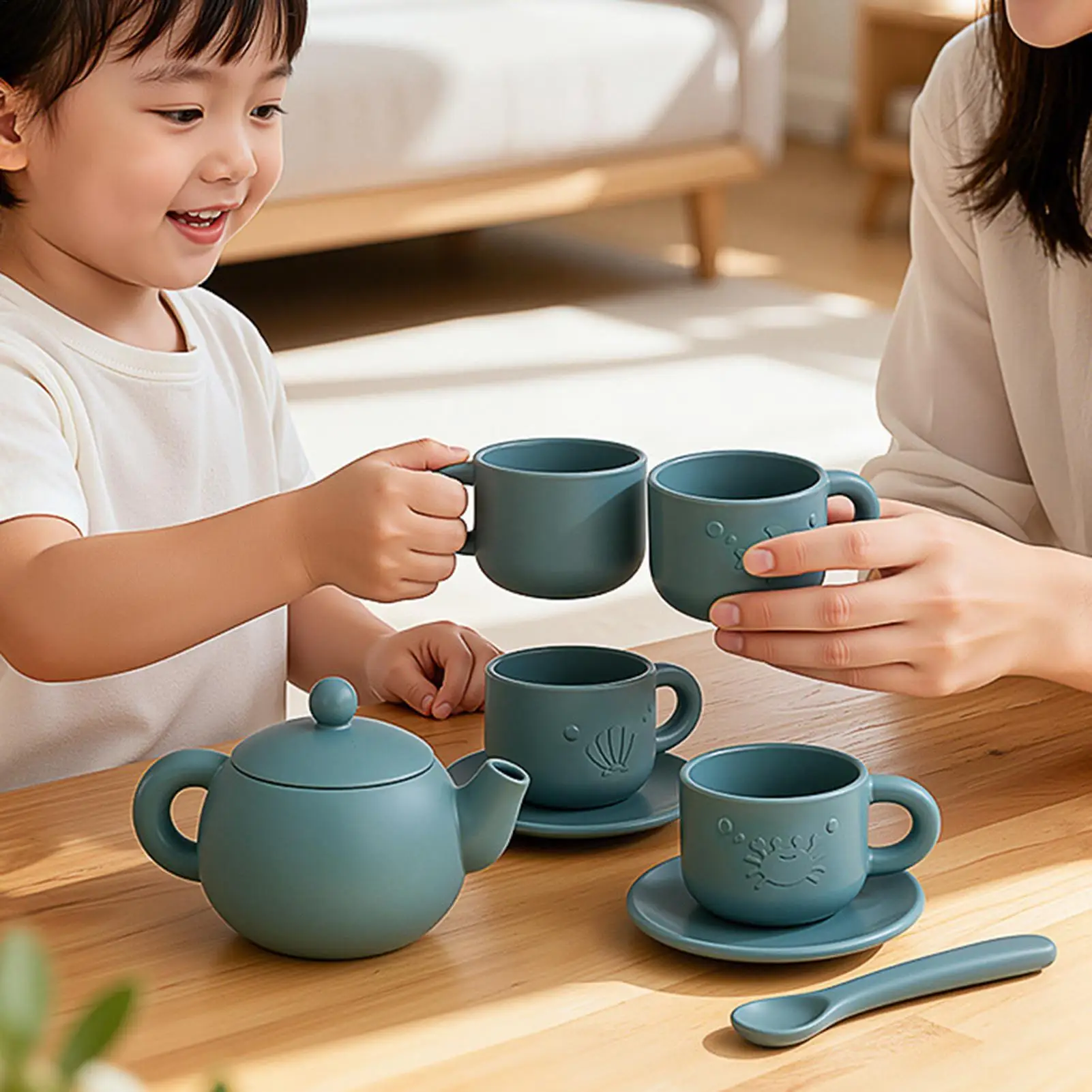 Tea Party Set Children Montessori Toy Teapot Teacup Simulation Kitchen Utensil Silicone Kid Education Pretend Play Toy Gift
Tea Party Set Children Montessori Toy Teapot Teacup Simulation Kitchen Utensil Silicone Kid Education Pretend Play Toy Gift