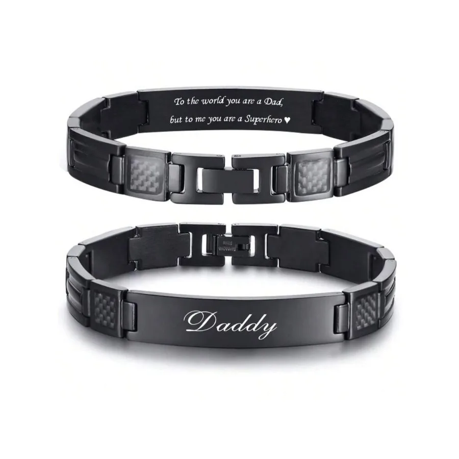 Fathers Bracelet Gifts Dad, Personalized Adjustable Stainless Steel Bracelets Men, Masculine Carbon Fiber Link Mens Daddy Brace
Fathers Bracelet Gifts Dad, Personalized Adjustable Stainless Steel Bracelets Men, Masculine Carbon Fiber Link Mens Daddy Brace