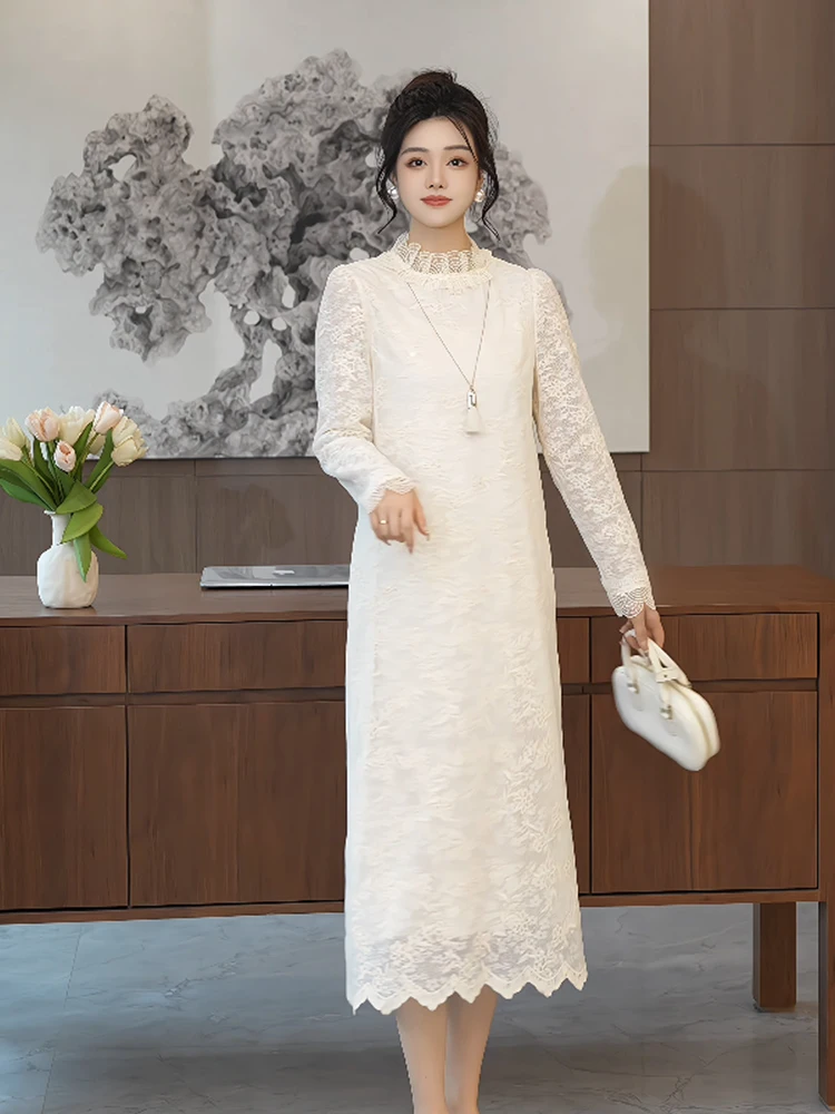 Elegant Embroidered Lace Dress plus Size Loose Fit Slimming Midi Skirt Spring New Arrival Comfortable Breathable Polyester
Elegant Embroidered Lace Dress plus Size Loose Fit Slimming Midi Skirt Spring New Arrival Comfortable Breathable Polyester