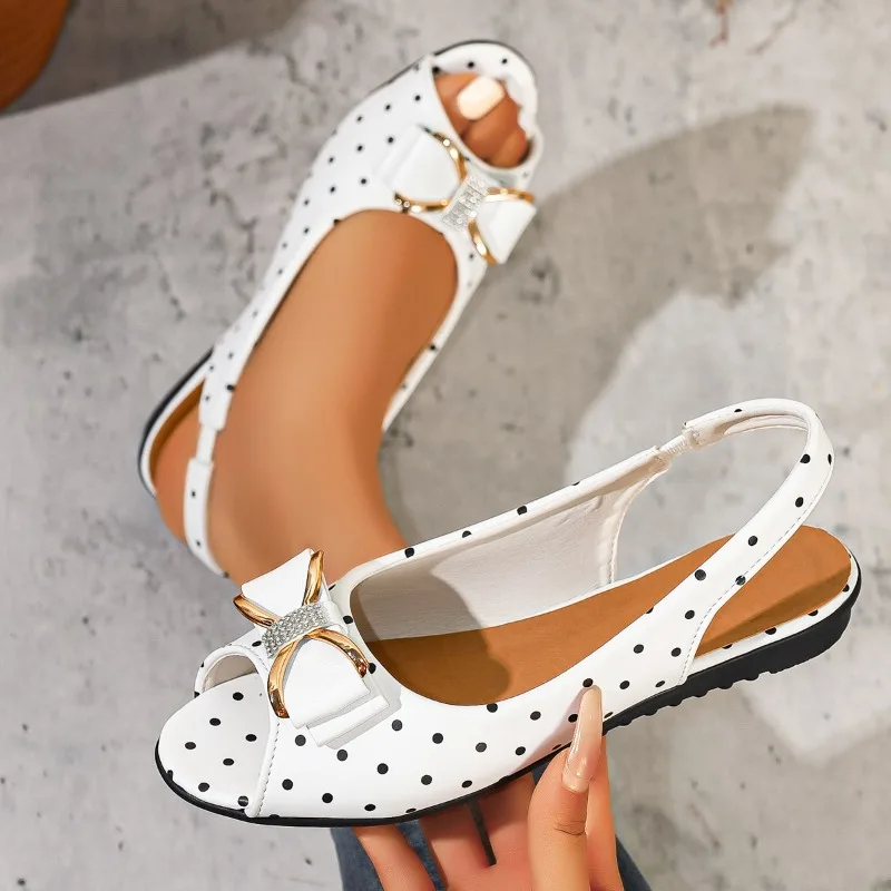 Fashion Bow Decor Casual Open Toe Flat Women's Sandals 2026 New Polka Dot Slingback Comfort Shoes for Women Сандалии Женские
Fashion Bow Decor Casual Open Toe Flat Women's Sandals 2026 New Polka Dot Slingback Comfort Shoes for Women Сандалии Женские