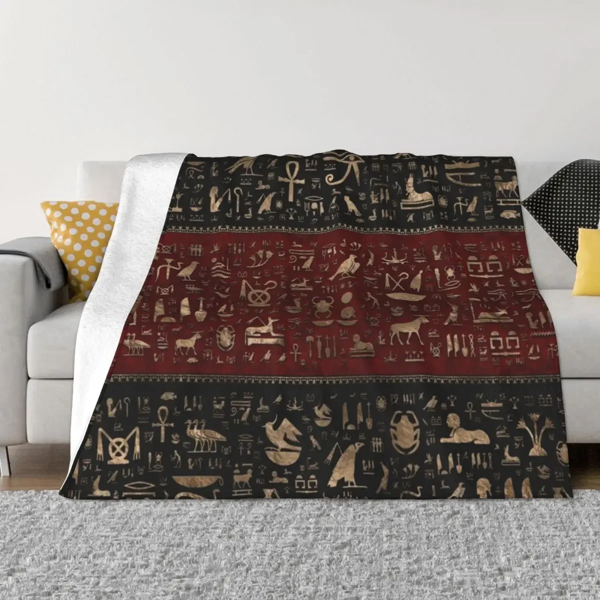 Ancient Egyptian hieroglyphs - Black and Red Leather and gold Throw Blanket Decorative Beds Luxury Throw Blankets
Ancient Egyptian hieroglyphs - Black and Red Leather and gold Throw Blanket Decorative Beds Luxury Throw Blankets