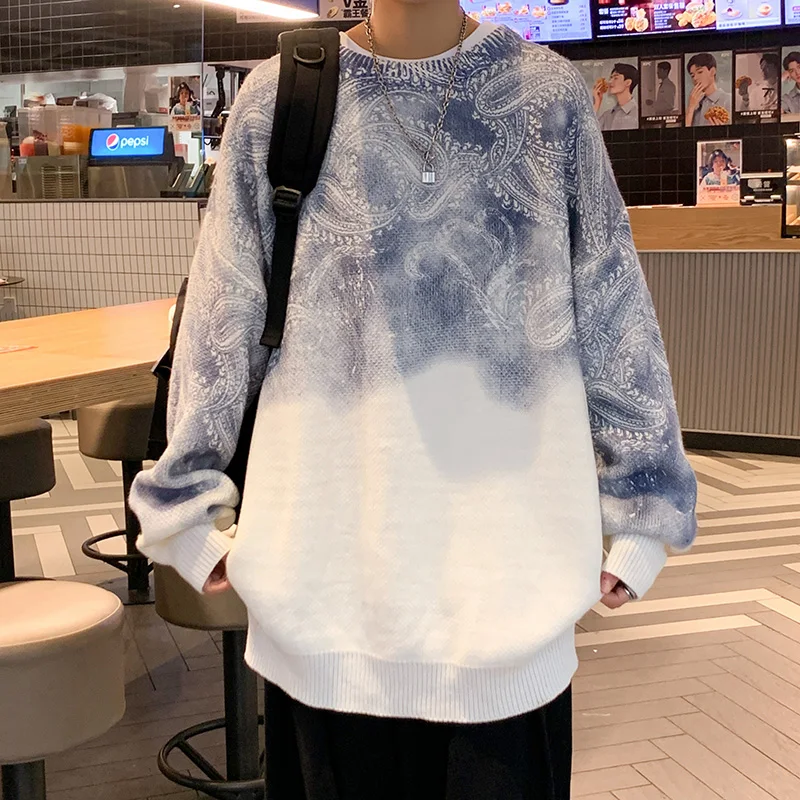 Sweater men Round neck cashew flower knitted sweater fashion new gradient color loose fashion New Year's sweater men's clothing
Sweater men Round neck cashew flower knitted sweater fashion new gradient color loose fashion New Year's sweater men's clothing
