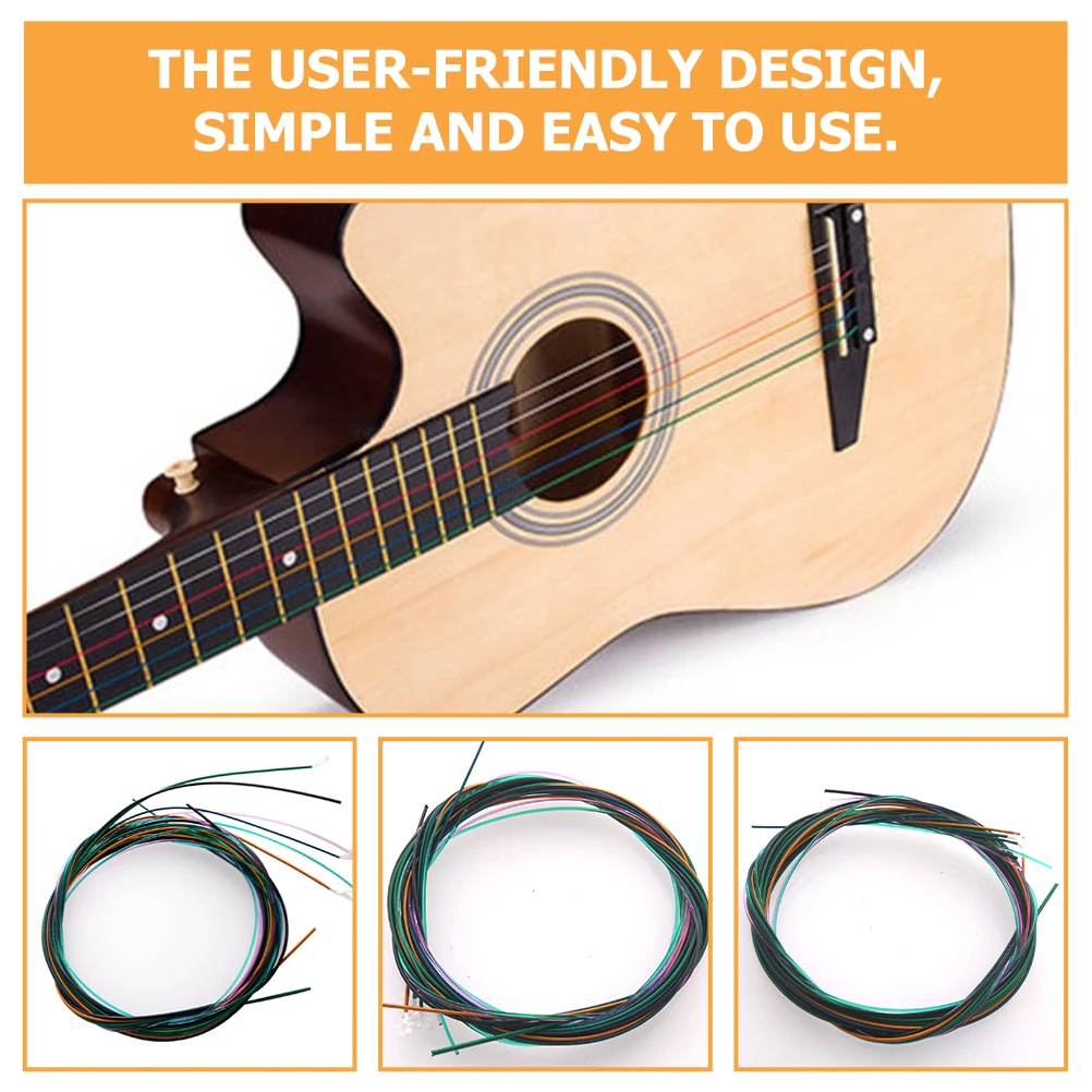 Colorful Guitar Strings 6 String Set Durable Acoustic Folk Classic Practical Metal Replacement Parts Accessories
Colorful Guitar Strings 6 String Set Durable Acoustic Folk Classic Practical Metal Replacement Parts Accessories