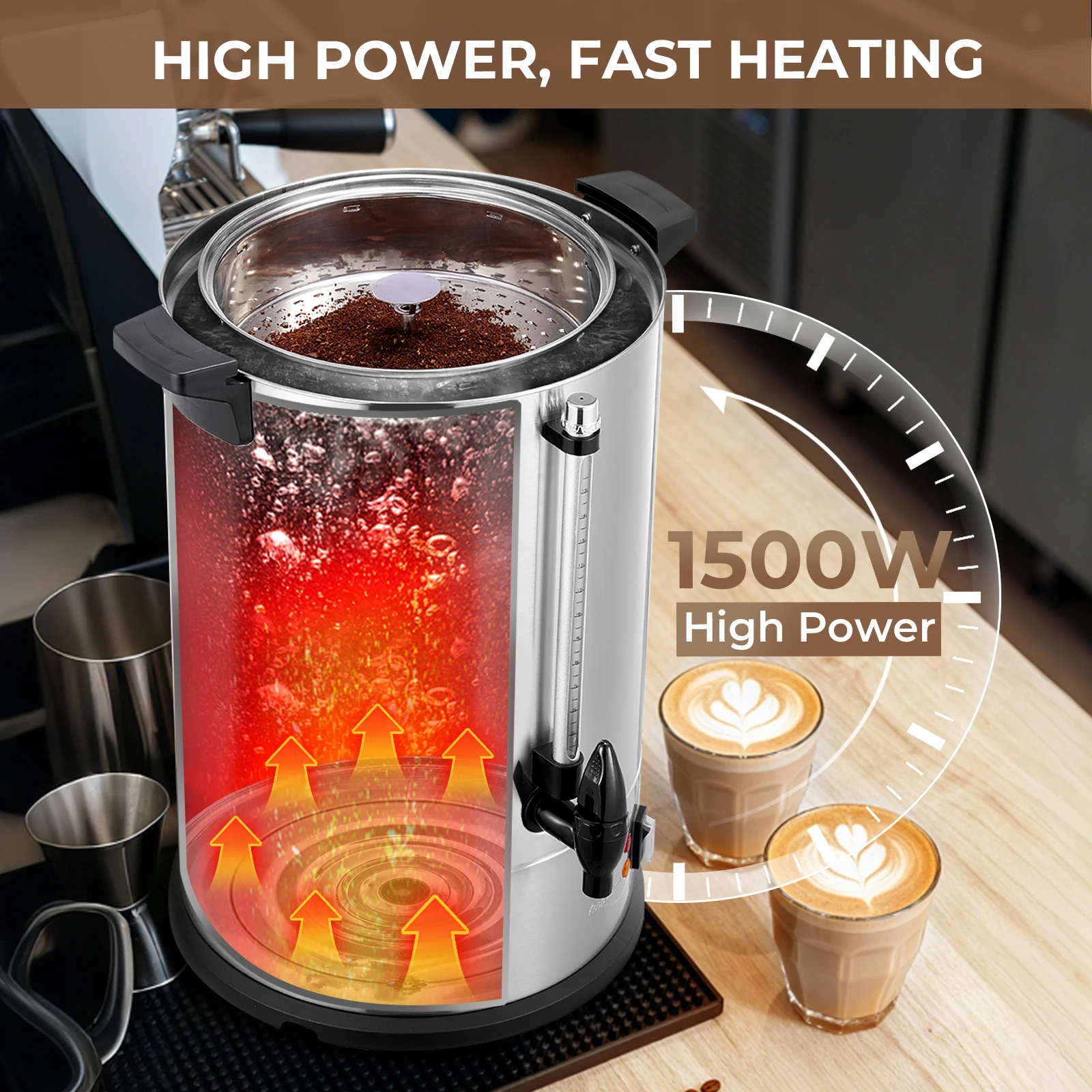 15L Coffee Machine with Round Filter, 150 Cups/H Coffee Hot Water Dispenser, 1500W Warming Container with Stainless Steel, Brew & Keep Warm Function, Safety Tap & Measuring Glass – for Office, Parties, Cafe
15L Coffee Machine with Round Filter, 150 Cups/H Coffee Hot Water Dispenser, 1500W Warming Container with Stainless Steel, Brew & Keep Warm Function, Safety Tap & Measuring Glass – for Office, Parties, Cafe