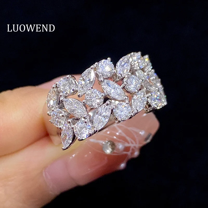 LUOWEND 18K кольца из белого золота Роскошные блестящие дизайнерские настоящие натуральные бриллианты обручальное кольцо для женщин высокие свадебные ювелирные изделия
LUOWEND 18K кольца из белого золота Роскошные блестящие дизайнерские настоящие натуральные бриллианты обручальное кольцо для женщин высокие свадебные ювелирные изделия