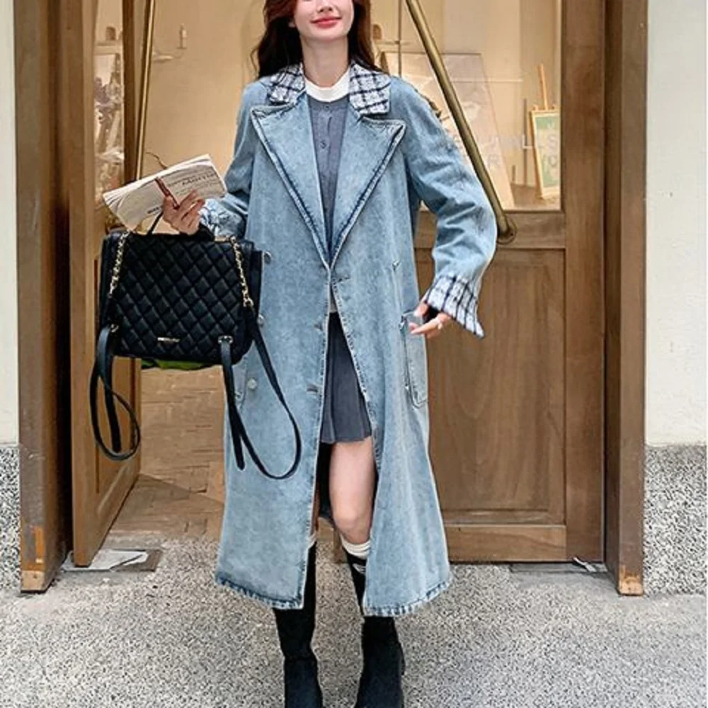 Korea Loose Long Denim Windbreaker Women Spring Autumn New British Style Casual Slim Popular Temperament Jacketv
Korea Loose Long Denim Windbreaker Women Spring Autumn New British Style Casual Slim Popular Temperament Jacketv