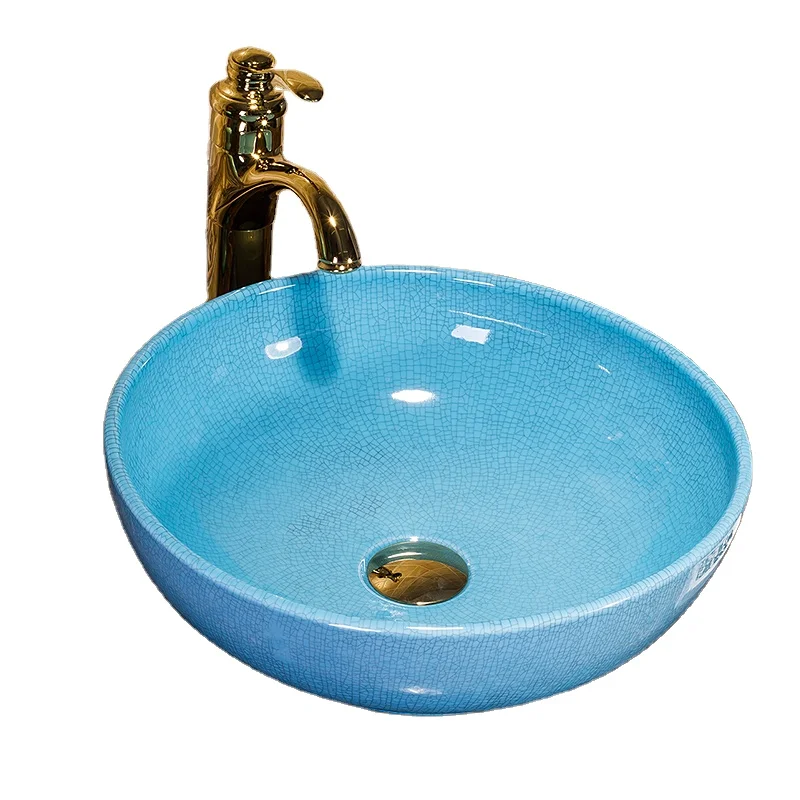 Европейский винтажный стиль, гигиеническая раковина для ванной комнаты, круглая синяя керамическая раковина с трещинами и глазурью на столешнице
Европейский винтажный стиль, гигиеническая раковина для ванной комнаты, круглая синяя керамическая раковина с трещинами и глазурью на столешнице