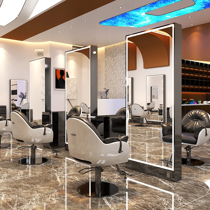 Modern Barber Shop Double-Sided Floor Mirror Hairdressing Salon Furniture Dedicated for Single-Sided Body Perm
Modern Barber Shop Double-Sided Floor Mirror Hairdressing Salon Furniture Dedicated for Single-Sided Body Perm