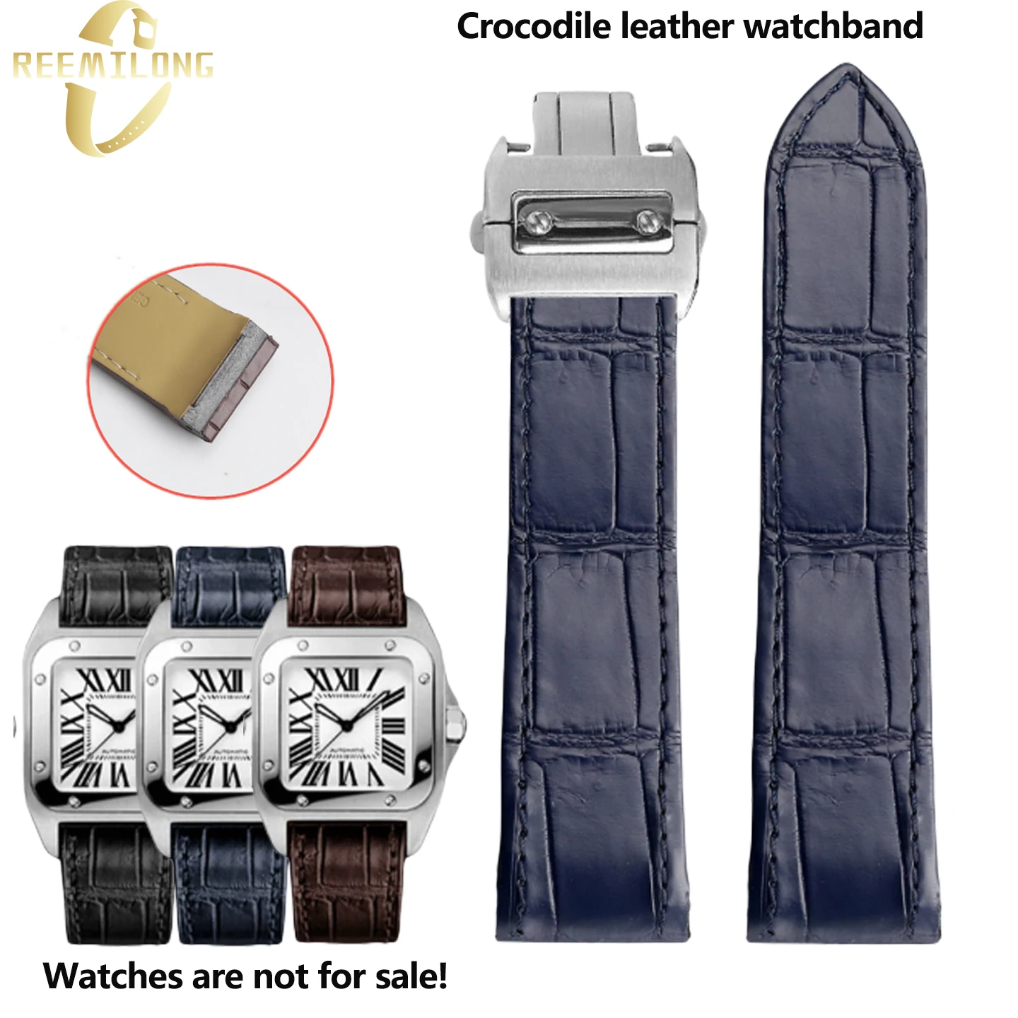 20 23mm black/brown/blue strap bracelet for Cartier Santos crocodile leather watchband Santos 100 men women watch accessories
20 23mm black/brown/blue strap bracelet for Cartier Santos crocodile leather watchband Santos 100 men women watch accessories