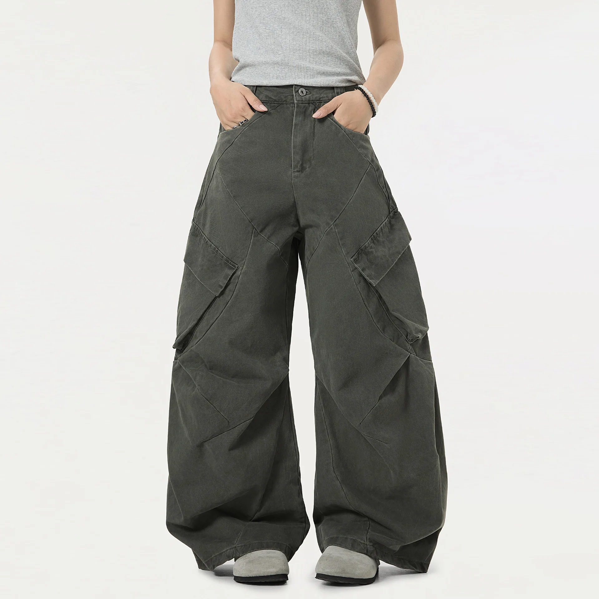 OR FL American Style Retro Aging 100 Cotton Women Cargo Trousers Multiple Pockets DecoNstruction of Folds Wide Leg Pants Y2k
OR FL American Style Retro Aging 100 Cotton Women Cargo Trousers Multiple Pockets DecoNstruction of Folds Wide Leg Pants Y2k