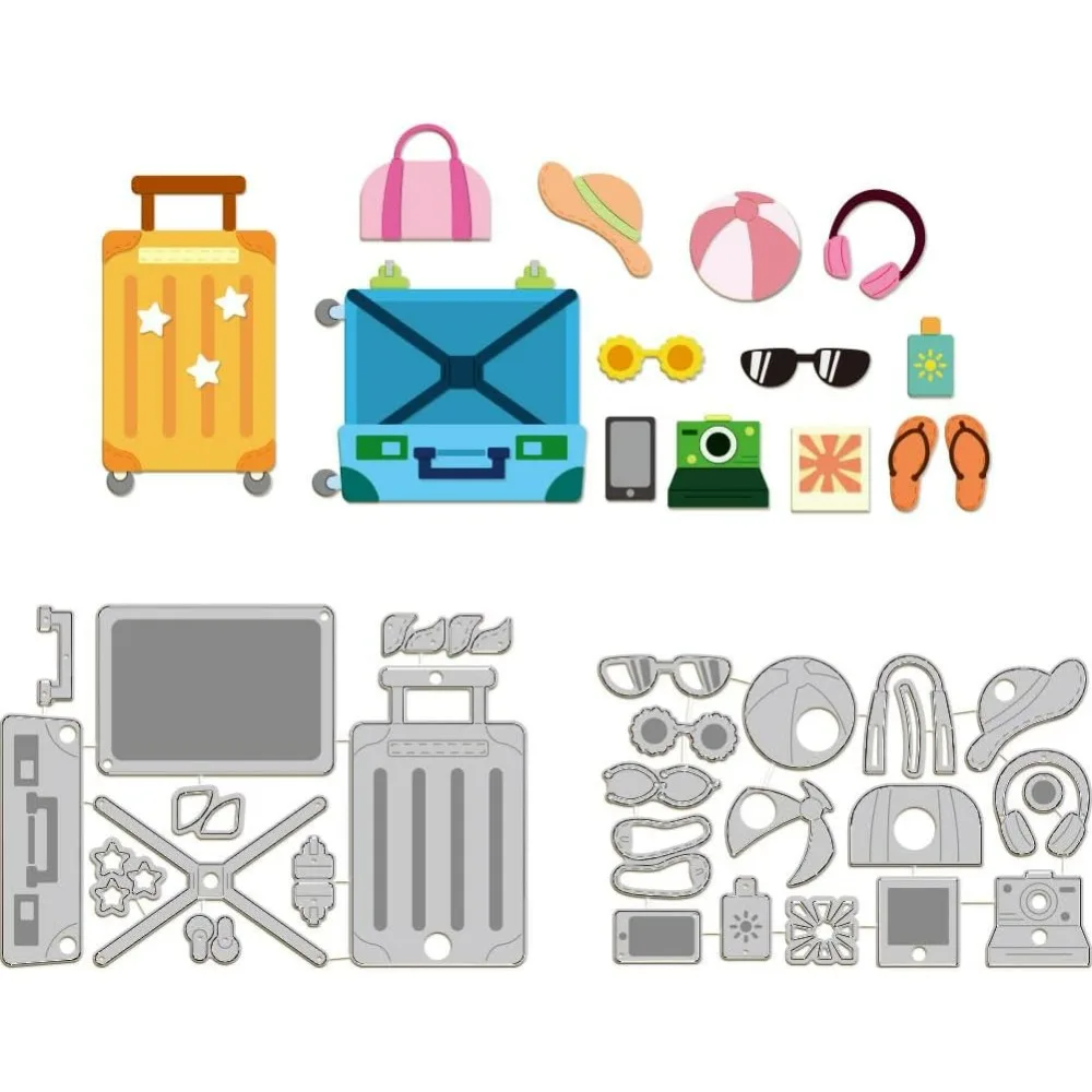 2 комплекта, дорожный чемодан, отпуск, штампы для DIY, скрапбукинг, металлическая женская сумка, трафареты для багажника, трафареты для тиснения, шаблон
2 комплекта, дорожный чемодан, отпуск, штампы для DIY, скрапбукинг, металлическая женская сумка, трафареты для багажника, трафареты для тиснения, шаблон