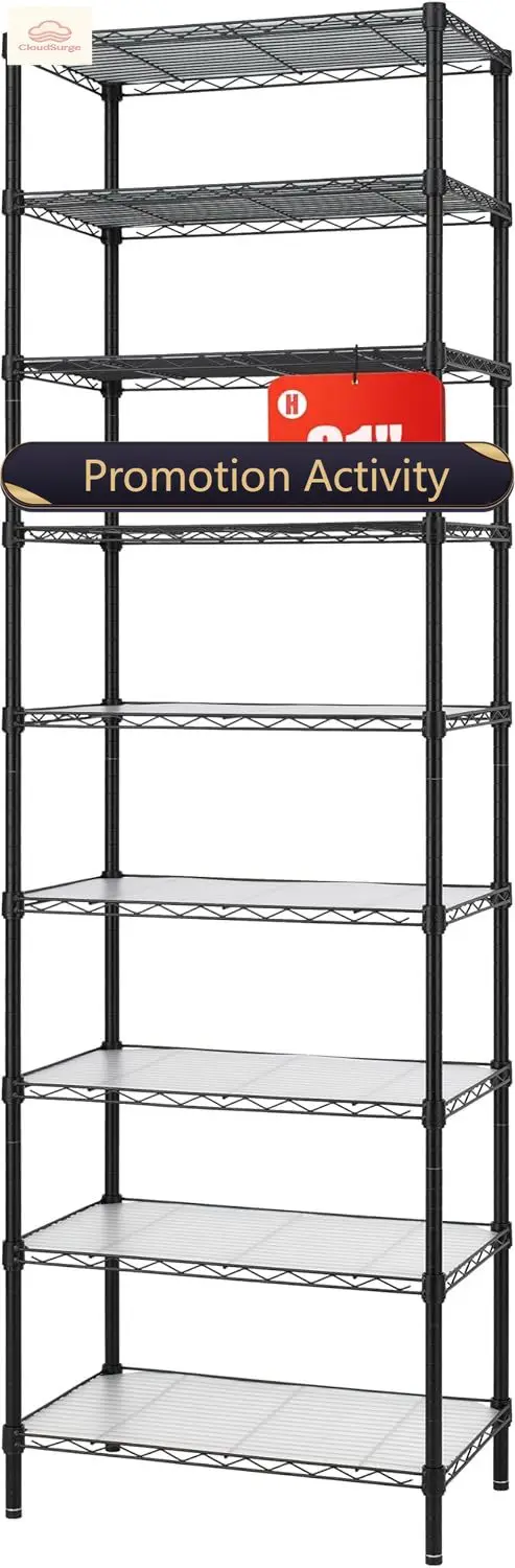 Finnhomy 9-Tier Wire Shelving Unit Adjustable Steel Wire Rack Shelving, 81 Inches Height 9 Shelves Metal Storage Rack, Pantry Sh
Finnhomy 9-Tier Wire Shelving Unit Adjustable Steel Wire Rack Shelving, 81 Inches Height 9 Shelves Metal Storage Rack, Pantry Sh