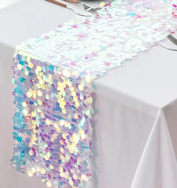 Glitter Mermaid Sequins Table Runner 30*213cm Romantic Glittering Wedding Dining Table Decor Table Cover For Kids Birthday Party
Glitter Mermaid Sequins Table Runner 30*213cm Romantic Glittering Wedding Dining Table Decor Table Cover For Kids Birthday Party
