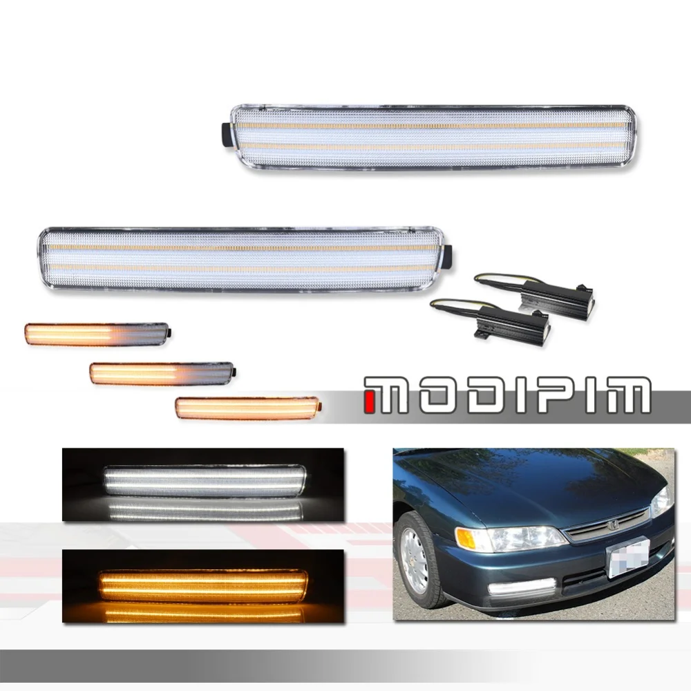 Dual-color LED Car Front Dynamic Turn Signal Lights DRL Parking/Driving Lights For Honda Accord 2D Coupe / 4D Sedan 1996 1997
Dual-color LED Car Front Dynamic Turn Signal Lights DRL Parking/Driving Lights For Honda Accord 2D Coupe / 4D Sedan 1996 1997