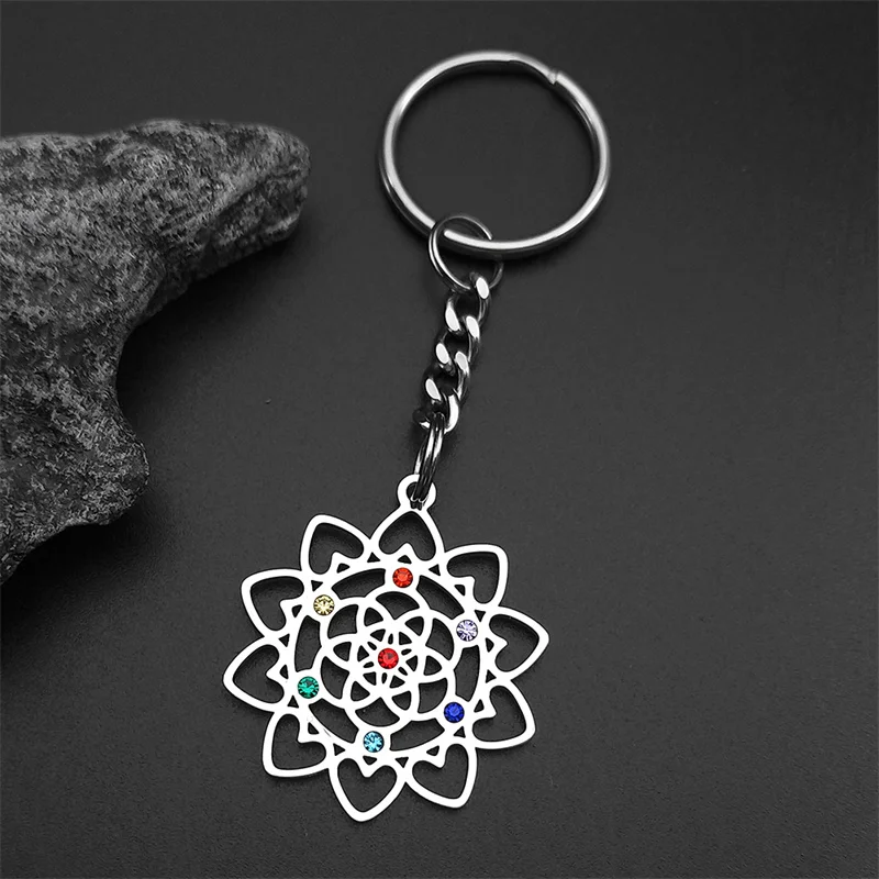 7 Chakra Sacred Geometry Metatron Keyring Women Stainless Steel Silver Color Flower Of Life Love Heart Key Chain Jewelry
7 Chakra Sacred Geometry Metatron Keyring Women Stainless Steel Silver Color Flower Of Life Love Heart Key Chain Jewelry