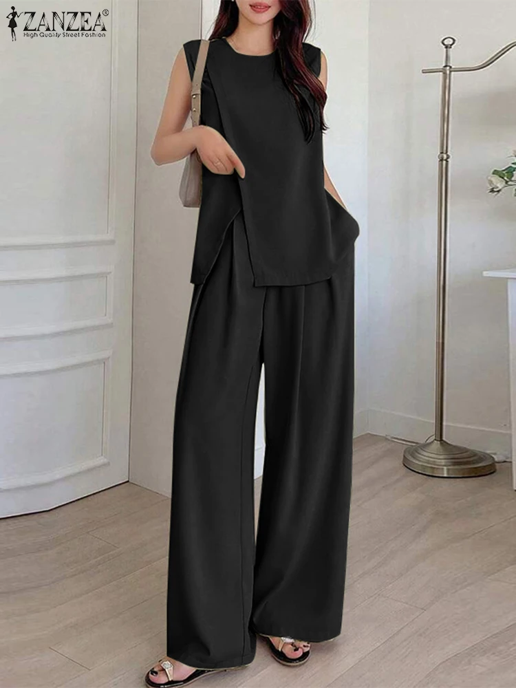 Fashion Women Pants Sets 2024 ZANZEA Summer Elegant Sleeveless Tanks Tops OL Trousers Suits 2PCS Casual Solid Tracksuit Outfits
Fashion Women Pants Sets 2024 ZANZEA Summer Elegant Sleeveless Tanks Tops OL Trousers Suits 2PCS Casual Solid Tracksuit Outfits