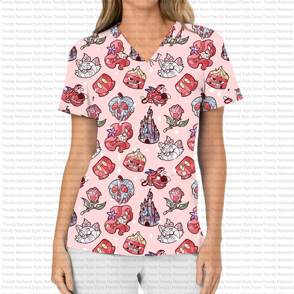 New Women's T-shirt V-neck Pocket Scrub Top Dental Beauty Salon Pet Shop Top Disney Halloween Print Summer Nursing T-shirtt
New Women's T-shirt V-neck Pocket Scrub Top Dental Beauty Salon Pet Shop Top Disney Halloween Print Summer Nursing T-shirtt