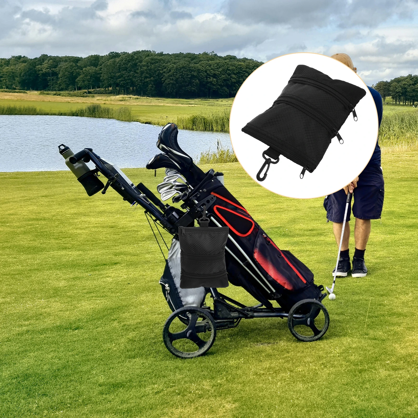 1pc Lightweight Pouch Bag Black Multi Pocket Portable Durable Nylon Storage Organizer For Men Women Holds Balls Tees Accessories
1pc Lightweight Pouch Bag Black Multi Pocket Portable Durable Nylon Storage Organizer For Men Women Holds Balls Tees Accessories