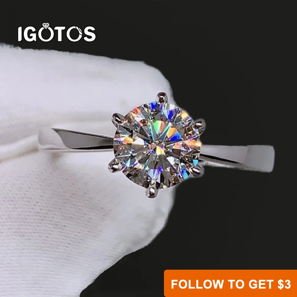 IGOTOS 0,5 карата/1 карат/2 карата/3 карата/5 карат стерлингового серебра 925 пробы 6 когтей кольца с муассанитом GRA сертифицированные женские обручальные кольца ювелирные изделия
IGOTOS 0,5 карата/1 карат/2 карата/3 карата/5 карат стерлингового серебра 925 пробы 6 когтей кольца с муассанитом GRA сертифицированные женские обручальные кольца ювелирные изделия