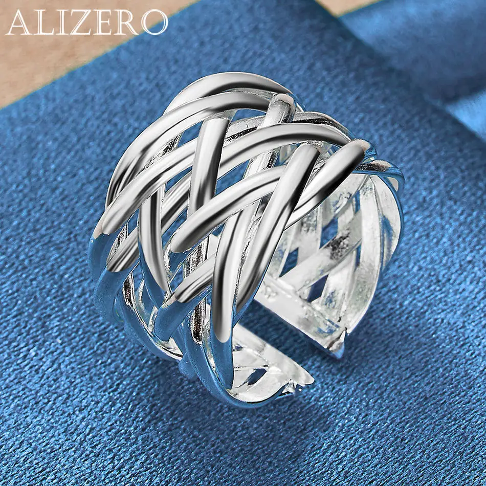 ALIZERO 925 Sterling Silver Weaving Ring For Women Men Adjustable Open Rings Wedding Engagement Band Fashion Jewelry Wholesale
ALIZERO 925 Sterling Silver Weaving Ring For Women Men Adjustable Open Rings Wedding Engagement Band Fashion Jewelry Wholesale
