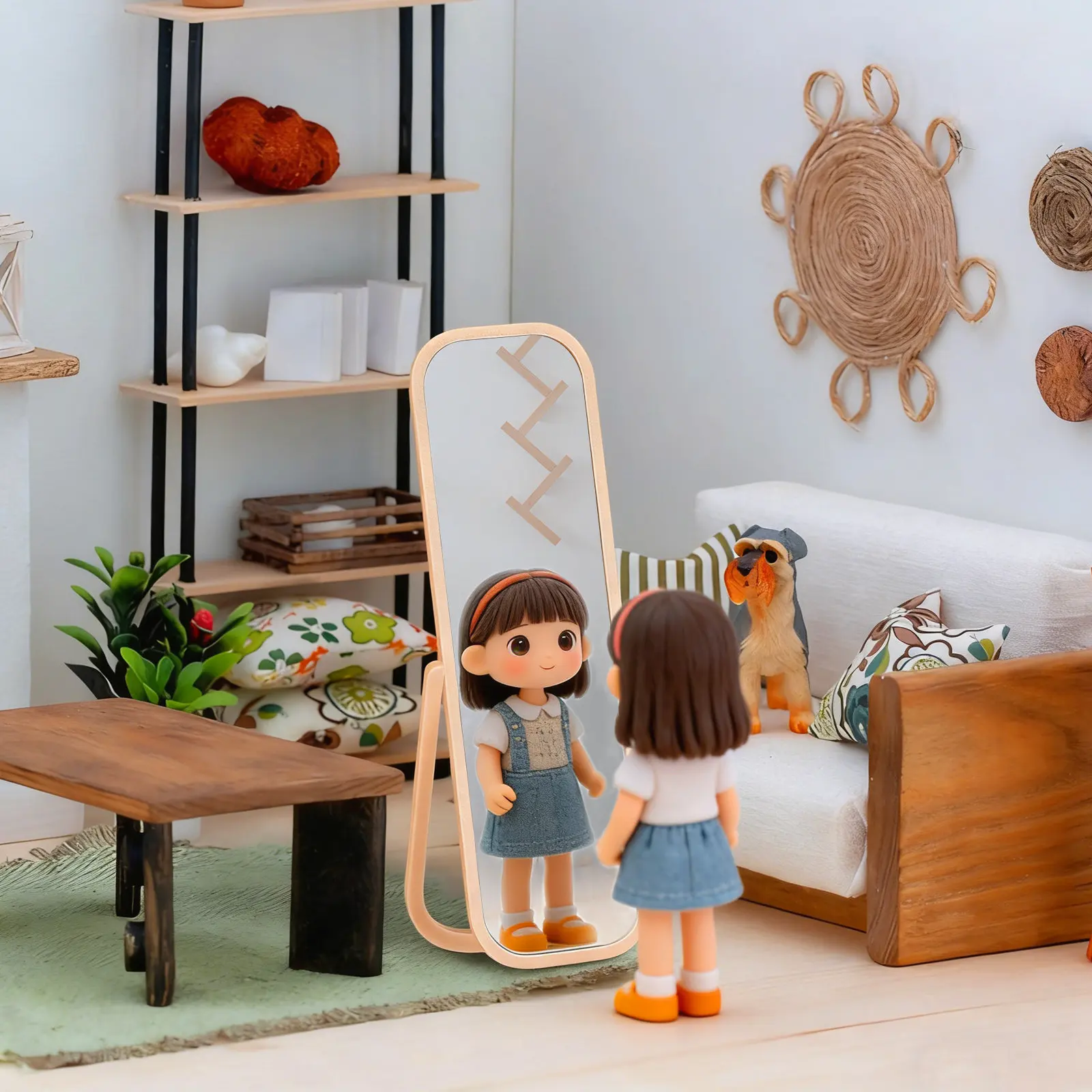 Miniature Full-Length Standing Mirror for Dollhouse Bedroom Decor Vintage Style Mini Dressing Mirror Portable Lightweight
Miniature Full-Length Standing Mirror for Dollhouse Bedroom Decor Vintage Style Mini Dressing Mirror Portable Lightweight