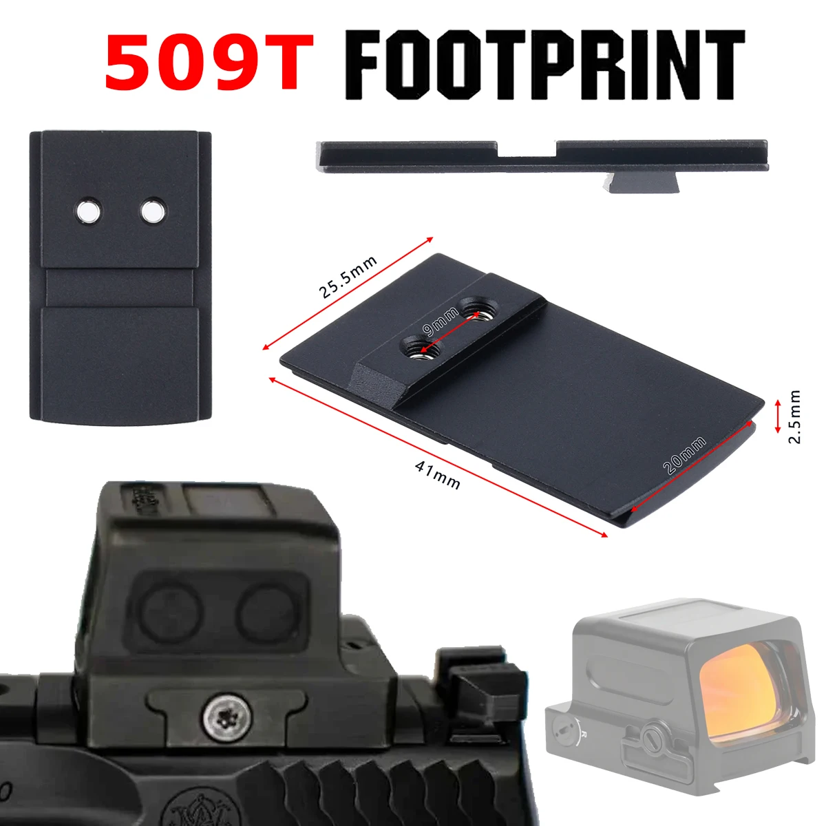 Tactical Optics 509T Red Dot Adapter Plate Mount for Glock 17 19 26 34 35 (not MOS) Compatible with 509T Red Dot Scope Accessory
Tactical Optics 509T Red Dot Adapter Plate Mount for Glock 17 19 26 34 35 (not MOS) Compatible with 509T Red Dot Scope Accessory