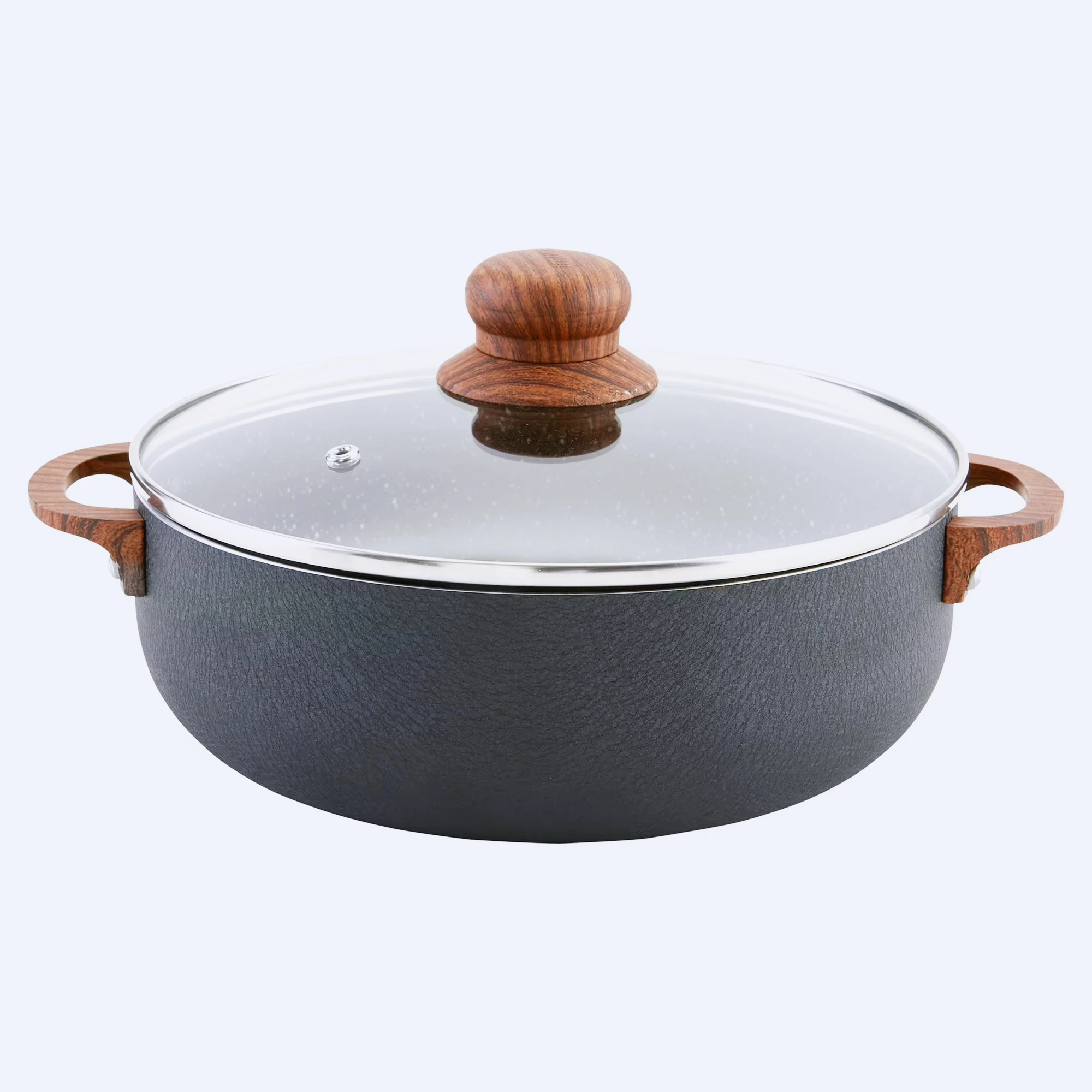 Холландская духовка с антипригарным покрытием 13,5QT со стеклянной крышкой и деревянной ручкой — кухонная кастрюля семейного размера для приготовления пищи, выпечки и сервировки 
Холландская духовка с антипригарным покрытием 13,5QT со стеклянной крышкой и деревянной ручкой — кухонная кастрюля семейного размера для приготовления пищи, выпечки и сервировки