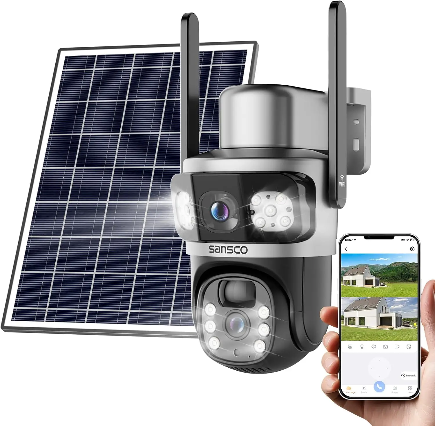 Wireless Outdoor Solar Security Camera, 360° View, 2K Night Vision, PIR Detection, 2-Way Audio, IP66 Waterproof
Wireless Outdoor Solar Security Camera, 360° View, 2K Night Vision, PIR Detection, 2-Way Audio, IP66 Waterproof