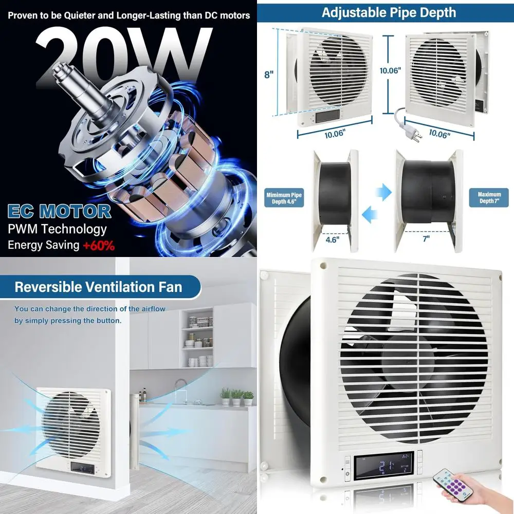 20W 8 10-Speed Reversible Wall-Mounted Air Blower with Temperature Control and Timer
20W 8 10-Speed Reversible Wall-Mounted Air Blower with Temperature Control and Timer