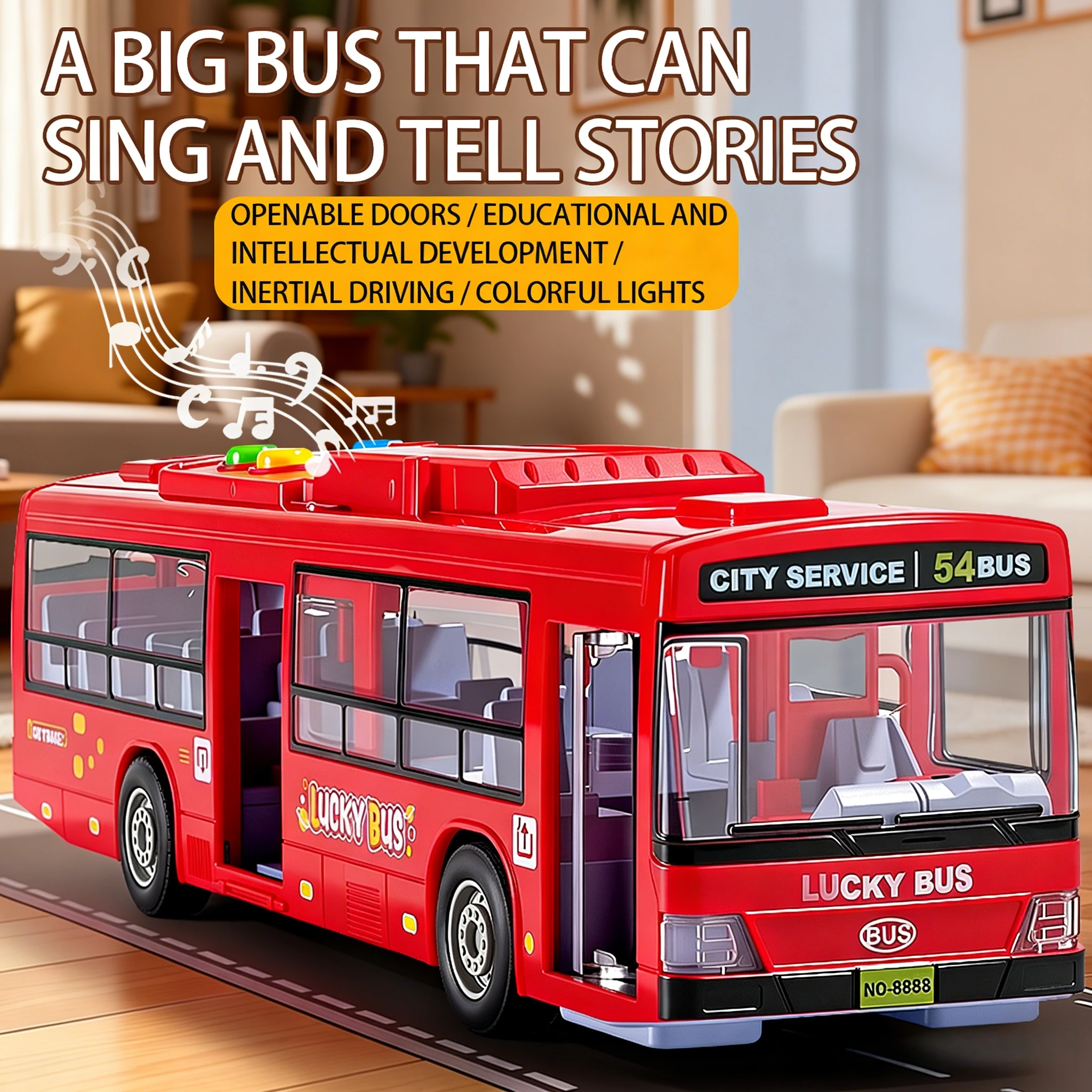 Sound and light inertial bus model toy, with opening mechanism and movable parts, high-quality anti-drop educational toy gift
Sound and light inertial bus model toy, with opening mechanism and movable parts, high-quality anti-drop educational toy gift