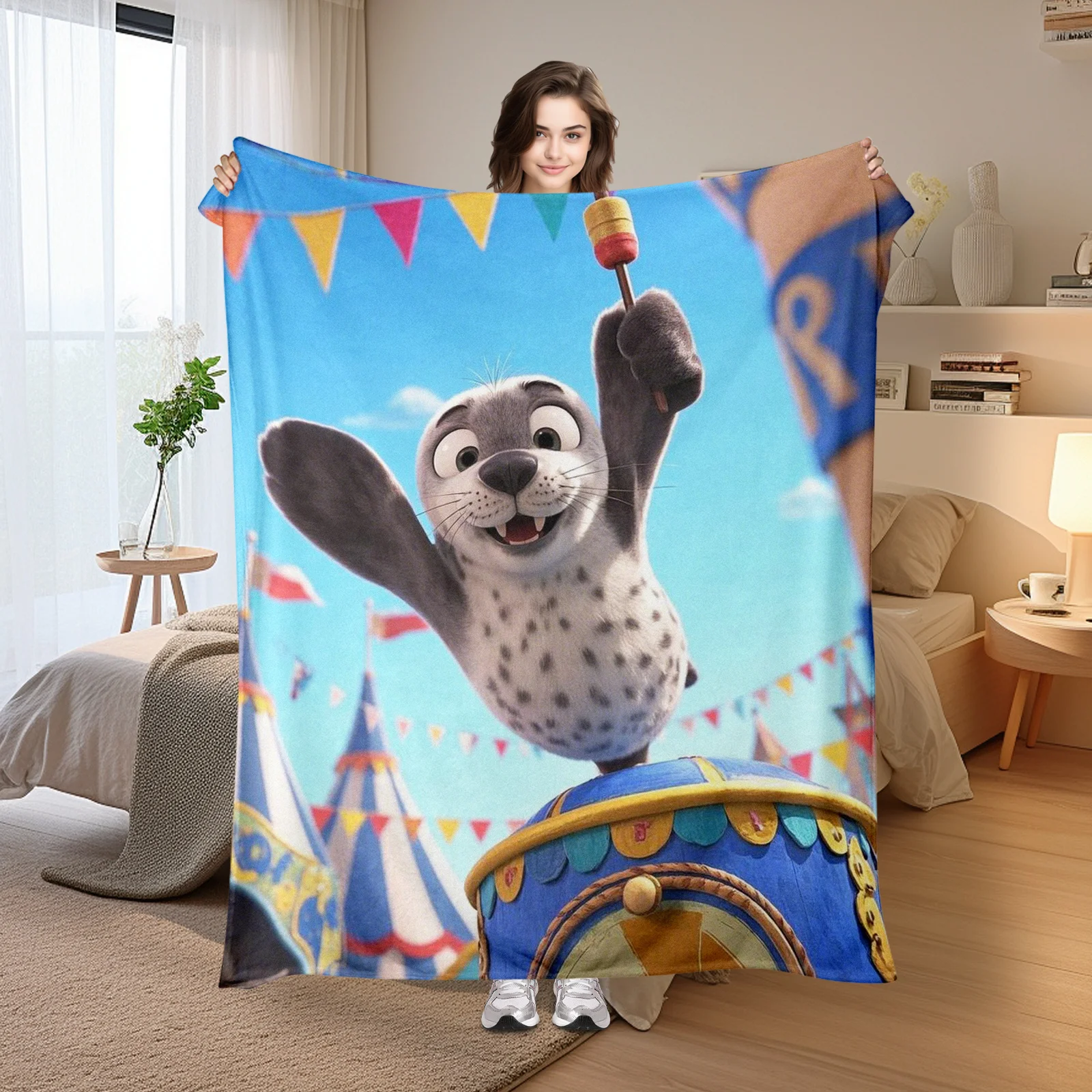 Seal With Pennant House And Blue Sky Design Blanket For A Whimsical And Cheerful Home Decor With Playful Aesthetic Touch
Seal With Pennant House And Blue Sky Design Blanket For A Whimsical And Cheerful Home Decor With Playful Aesthetic Touch