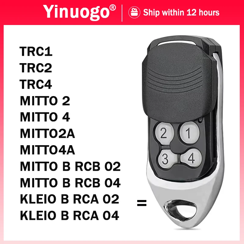 For MITTO 2 4 MITTO2A MITTO4A MITTO B RCB / KLEIO B RCA 02 04 TRC1 TRC2 TRC3 Garage Door Remote Control 433.92MHz Rolling Code