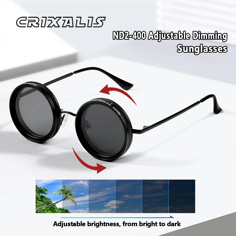 CRIXALIS Adjustable Tint Sunglasses Men 1-9 Gears Round Polarized Glasses Women with ND Filter Lens Beach Shady Fishing Driving
CRIXALIS Adjustable Tint Sunglasses Men 1-9 Gears Round Polarized Glasses Women with ND Filter Lens Beach Shady Fishing Driving