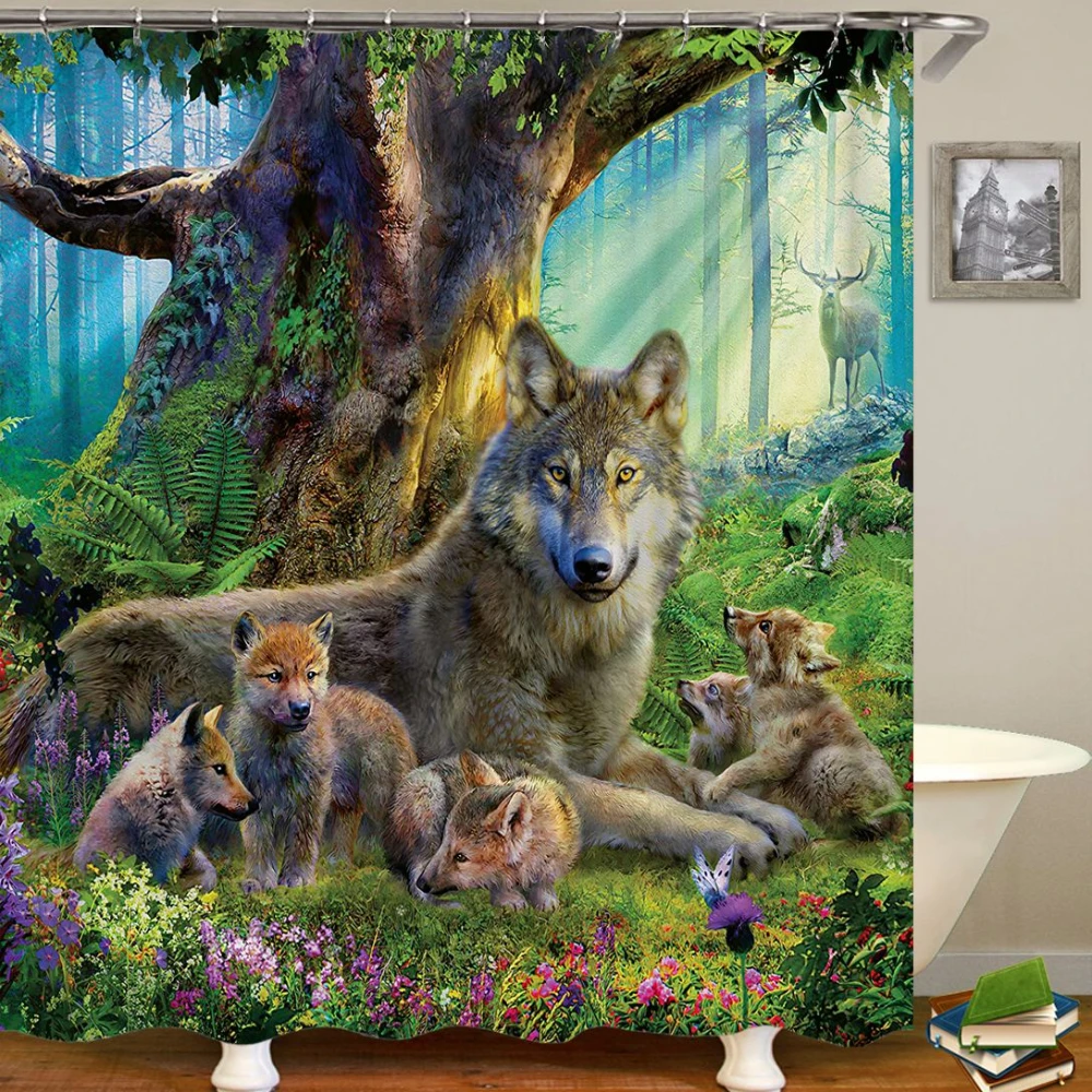Wolf Deer Tiger Bear Shower Curtains Animal Elephant Green Forest Jungle Plant Bathroom Curtain Cloth Bath Screen Home Decor Set
Wolf Deer Tiger Bear Shower Curtains Animal Elephant Green Forest Jungle Plant Bathroom Curtain Cloth Bath Screen Home Decor Set