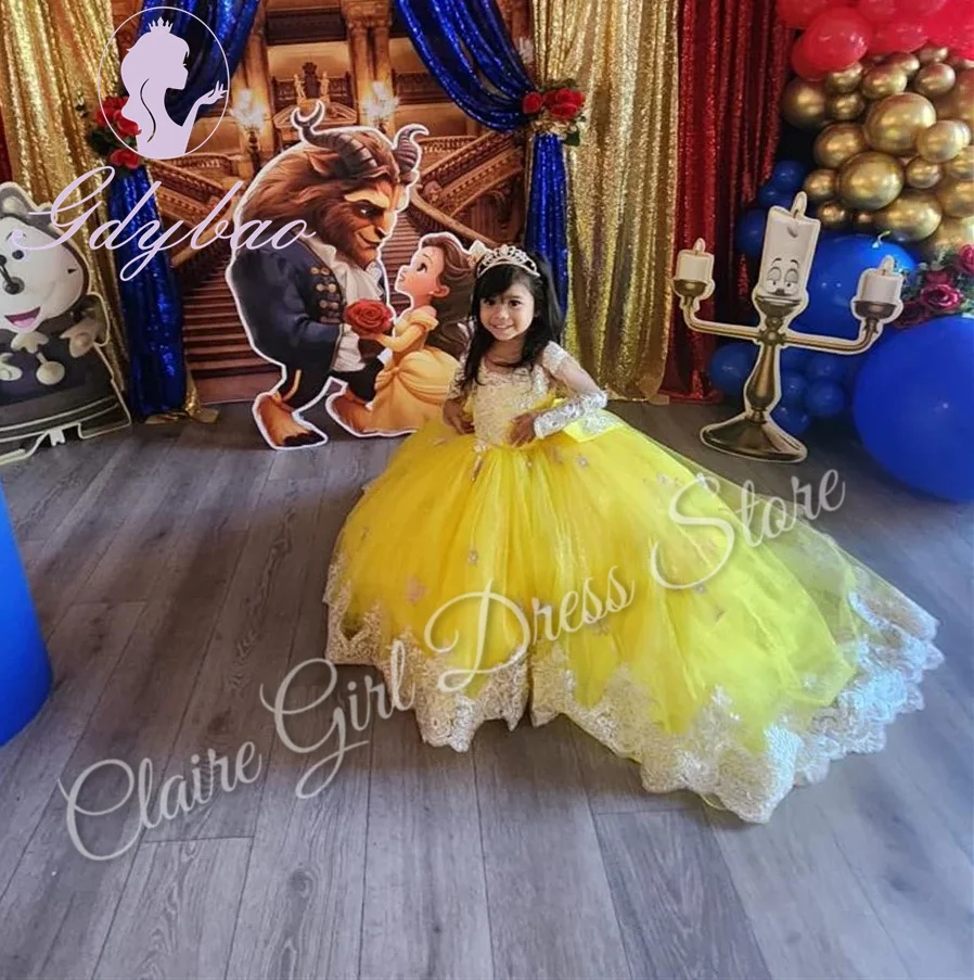 Customized Yellow Flower Girl Dresses For Wedding Floor Length Appliques With Bow Kids Birthday Party First Communion Ball Gown
Customized Yellow Flower Girl Dresses For Wedding Floor Length Appliques With Bow Kids Birthday Party First Communion Ball Gown