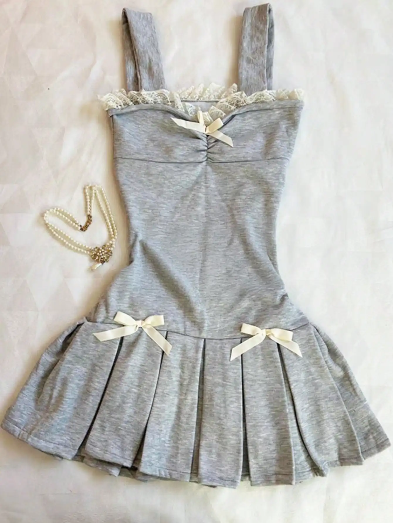 Women's Summer Elegant Lace Trim Bow Decor Ruffle Hem Midi Dress
Women's Summer Elegant Lace Trim Bow Decor Ruffle Hem Midi Dress