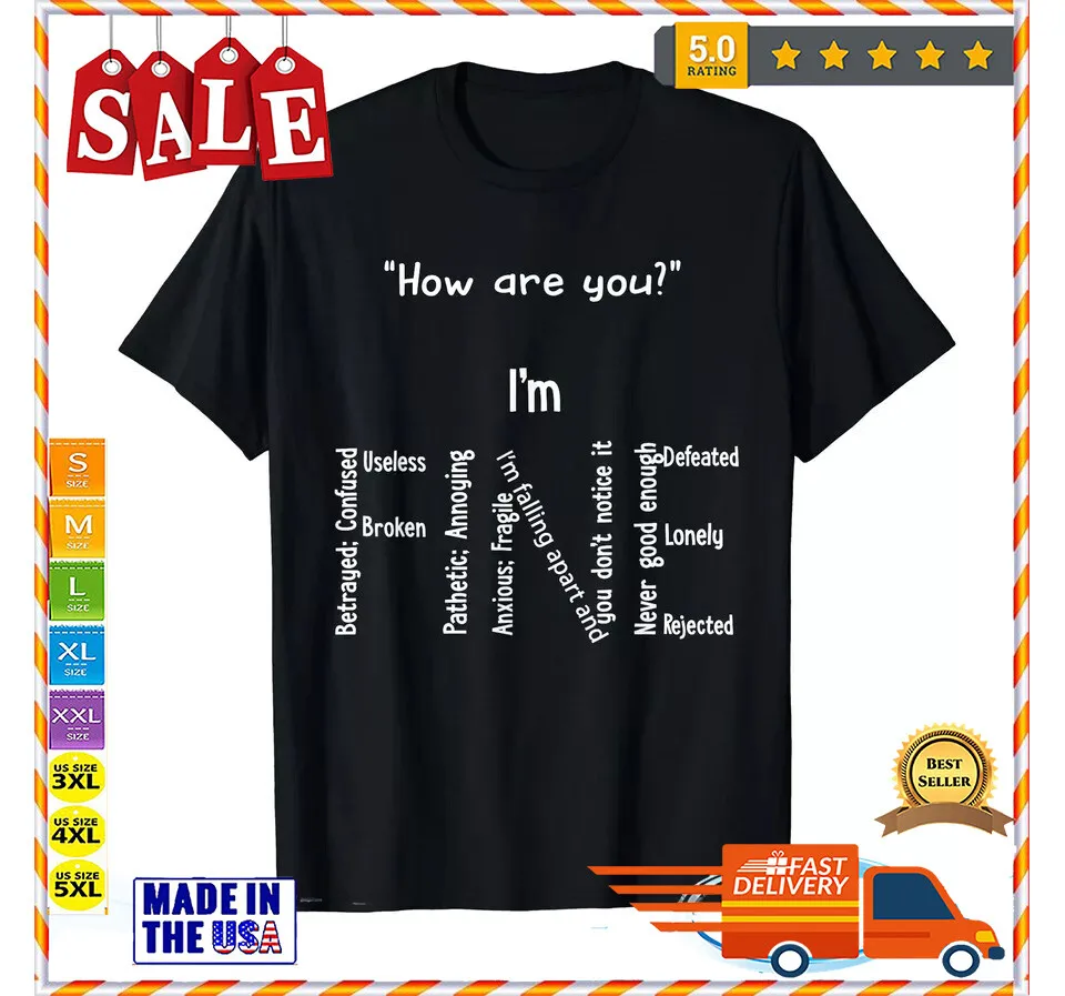 Забавная футболка с изображением психического здоровья «Я тонкая депрессия», футболка 
Забавная футболка с изображением психического здоровья «Я тонкая депрессия», футболка