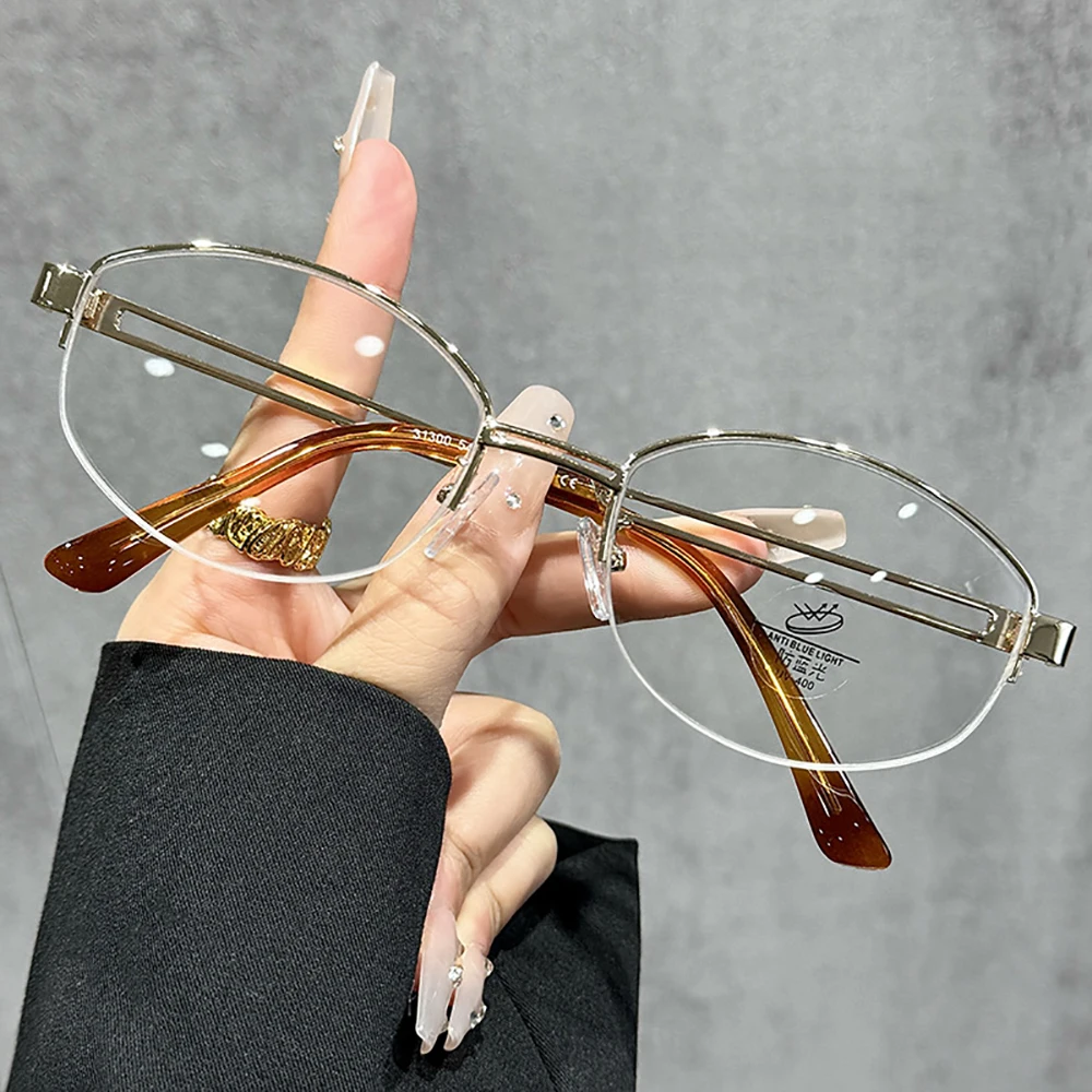 New Oval Anti Blue Light Glasses Women Men Half Frame Blue Light Blocking Eyewear Reading Computer Optical Spectacle Eyeglasses
New Oval Anti Blue Light Glasses Women Men Half Frame Blue Light Blocking Eyewear Reading Computer Optical Spectacle Eyeglasses