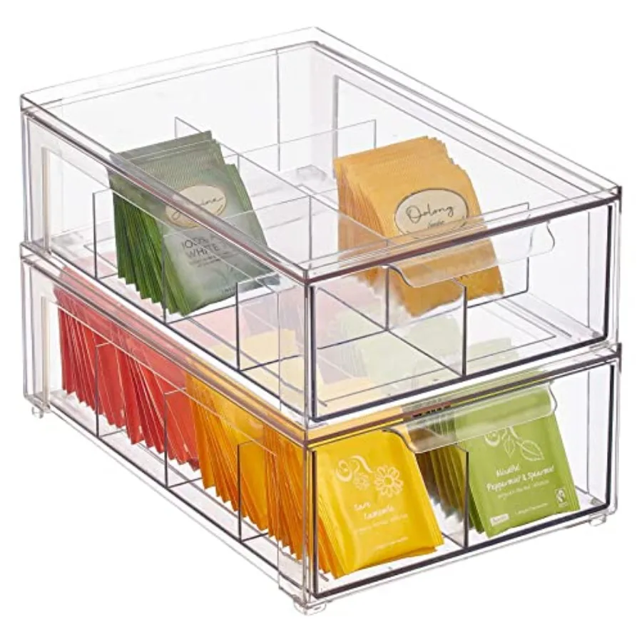 Plastic Kitchen and Pantry Organizer with Divided Drawer - Stackable Bin with 8 Sections for Tea and Snack Food - Perfect for O
Plastic Kitchen and Pantry Organizer with Divided Drawer - Stackable Bin with 8 Sections for Tea and Snack Food - Perfect for O