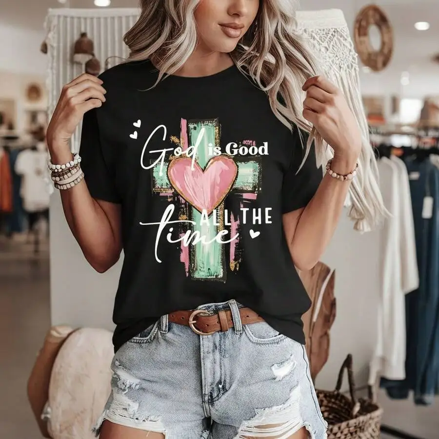 Womens God Is Good All The Time Religious Graphic Tee Short Sleeve Round Neck Cotton T-Shirt Casual Loose Fit
Womens God Is Good All The Time Religious Graphic Tee Short Sleeve Round Neck Cotton T-Shirt Casual Loose Fit