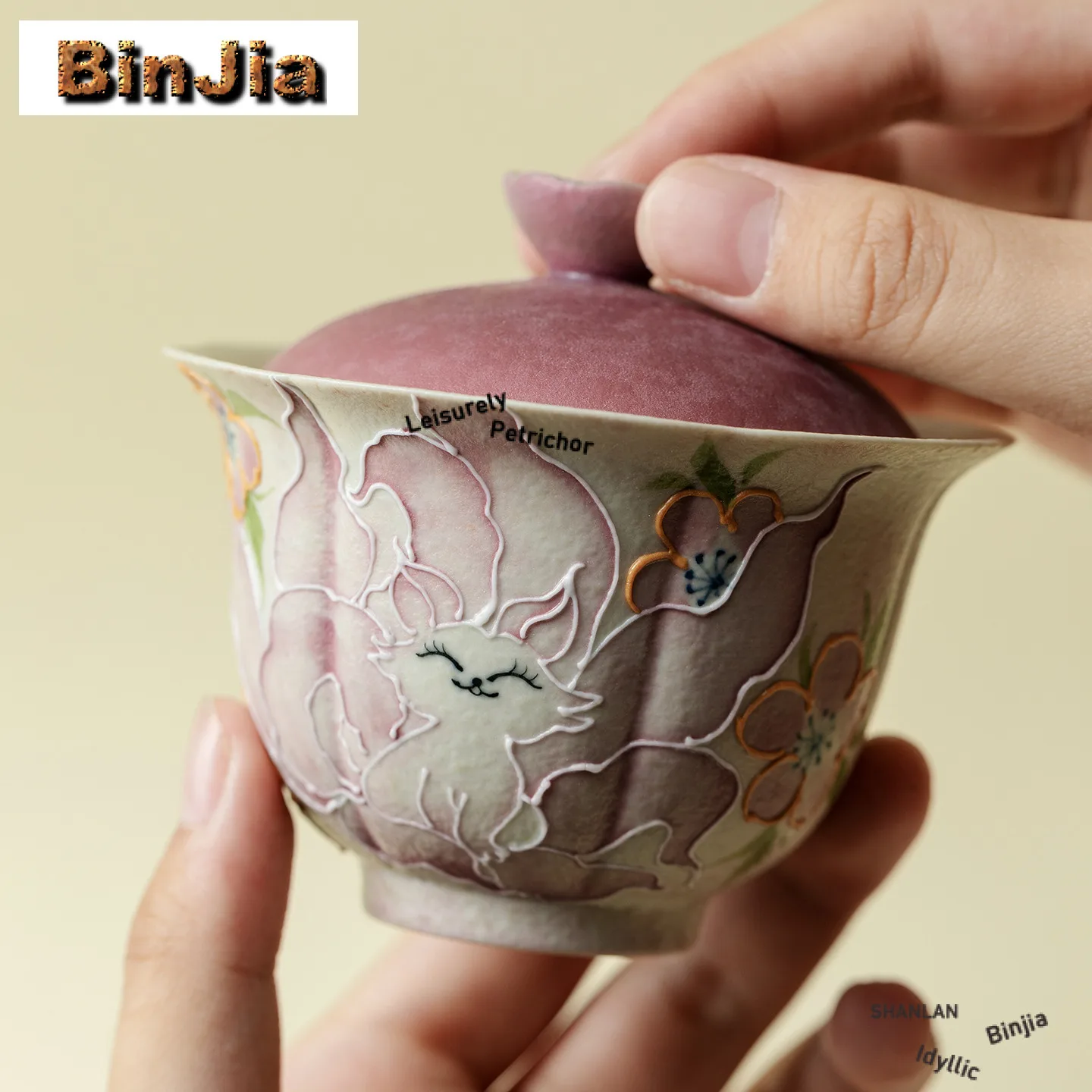 120 мл ручная роспись девятихвостая лиса керамический цветок рот Гавань ретро чайная варена чайная миска с крышкой комплект чаша для заваривания чая