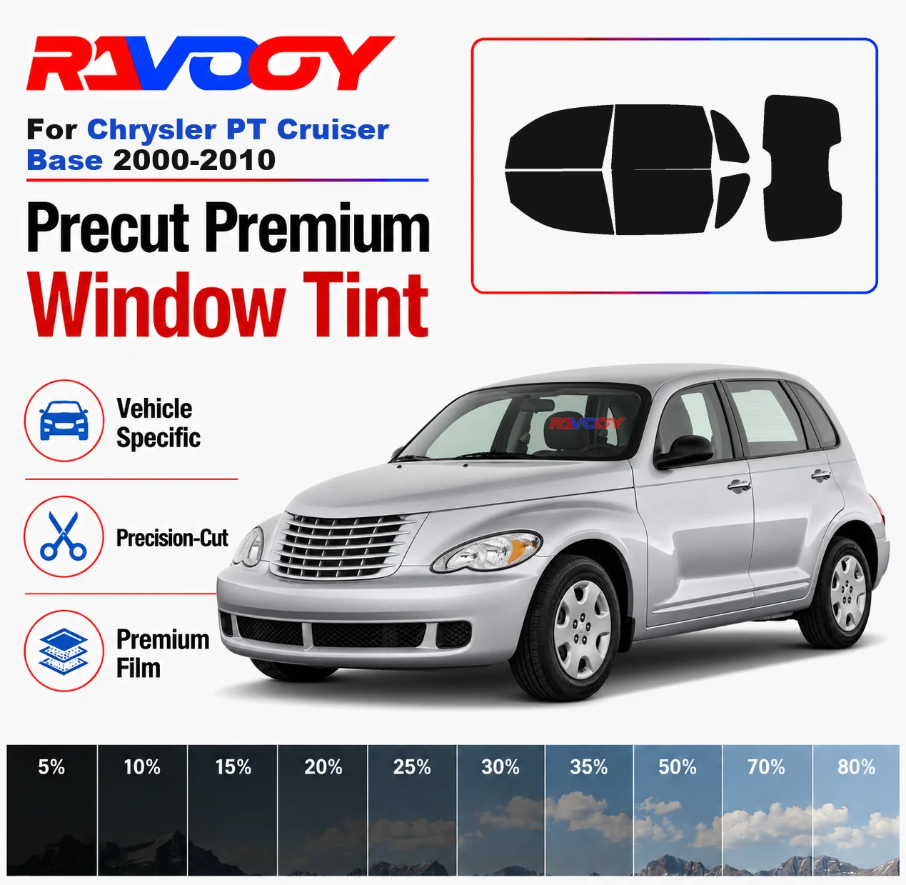 Premium Precut Window Tint Kit Front Rear Windows Rear Windshield For Chrysler PT Cruiser Base 2000-2010 Nano Ceramic Film
Premium Precut Window Tint Kit Front Rear Windows Rear Windshield For Chrysler PT Cruiser Base 2000-2010 Nano Ceramic Film