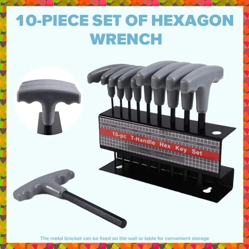 Promotion! 10PCS Imperial Hex Key T-Handle Set 3/32"-3/8" T-Handle Allen Wrench Set With Storage Rack For Automotive Repair
Promotion! 10PCS Imperial Hex Key T-Handle Set 3/32"-3/8" T-Handle Allen Wrench Set With Storage Rack For Automotive Repair